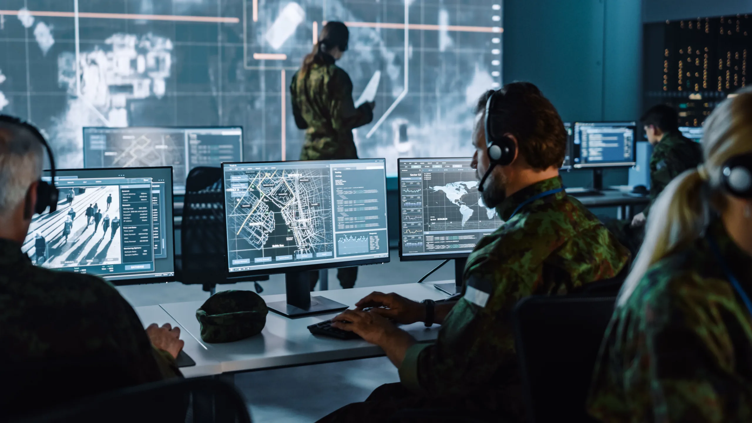 Military,Surveillance,Officer,Working,On,A,City,Tracking,Operation,In Defence_3